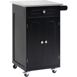 Desserte de cuisine multi-rangements 1 tiroir placard 2 portes avec étagère porte-torchons mdf noir