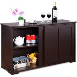 Buffet Commode Bas avec 2 Etageres, Tablette Hauteur Reglable, Vaisselier/Bahut de Cuisine avec
