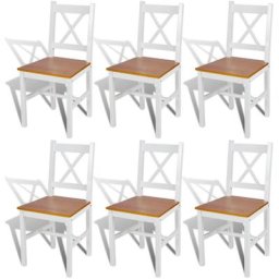 Chaises à manger lot de 6 blanc pinède Vidaxl Blanc et beige