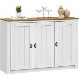 Buffet bolton avec 3 portes, bahut style classique dim 130x88x40 cm avec 5 étagères, vaisselier en