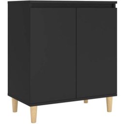 Buffet avec pieds en bois massif Noir 60x35x70 cm Aggloméré