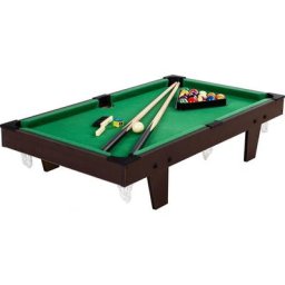 Mini billard micro avec accessoires (2 queues, boules, triangle, craie, brosse), 3 décors,