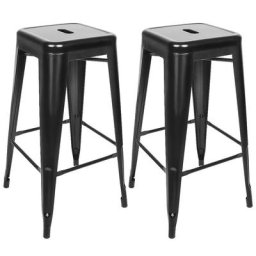 Lot de 2 Chaises de Salle à Manger en Métal, Tabourets de Cuisine Hauts, Empilable Tabouret de Bar