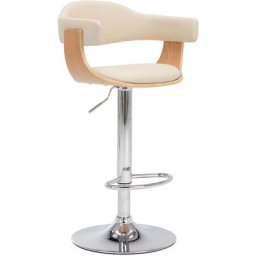 Tabourets de bar lot de 2 crème bois courbé et similicuir Vidaxl crème et marron clair