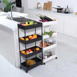Bathrins - Chariot Roulant Étagère à Roulettes Meuble de Rangement Mobile Multi-Fonction avec 4