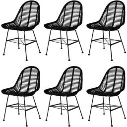 Chaises à manger lot de 6 noir rotin naturel Vidaxl Noir