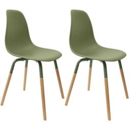 The Home Deco Factory - Chaise scandinave pieds métal et bois de hêtre Phenix (Lot de 2) - Vert