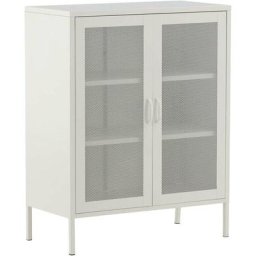 Buffet 2 portes grillagées en acier Misha - Blanc