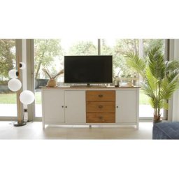 Buffet Bobochic xs - Buffet 3 portes 190 cm aras Pin massif Blanc - Blanc