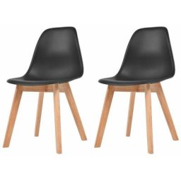 Chaises à manger lot de 2 noir plastique Vidaxl Noir