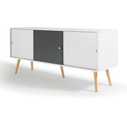 Buffet effie scandinave 3 portes bois blanc et gris - Gris