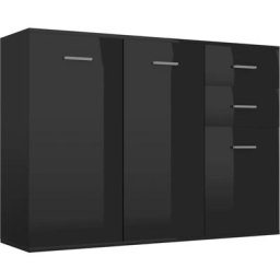 Buffet Noir brillant 105x30x75 cm Aggloméré vidaXL - noir brillant