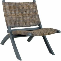Chaise de relaxation Gris Rotin naturel kubu et bois d'acajou vidaXL - Gris