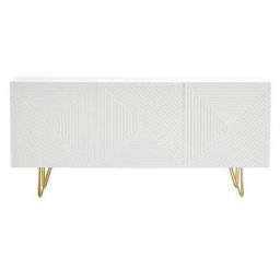 Buffet design blanc et métal doré 3 portes L160 cm ozen - Blanc