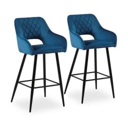 Lot de 2 tabourets de Bar en Velours avec siège rembourré Doux, accoudoir, Dossier Ouvert et Base