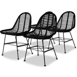 Chaises à manger lot de 4 noir rotin naturel Vidaxl Noir
