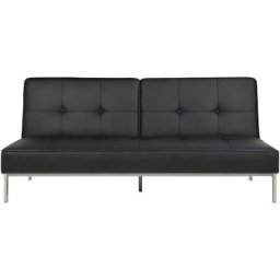 Ebuy24 - Per Canapé-lit en similicuir noir avec couture spéciale et pieds en métal chromé. - Noir