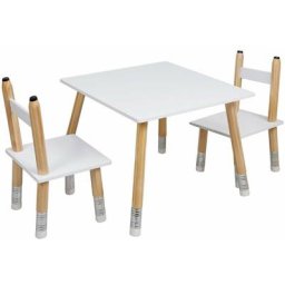 Table scandinave avec 2 chaises crayon pour enfant - Blanc