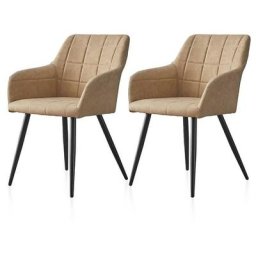 Clipop - Lot de 2 Chaise de Salle à Manger Chaise de Cuisine rembourrée en métal Pied, Faux Cuir