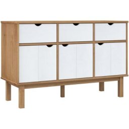 Buffet OTTA Marron et blanc 114x43x73,5 cm Bois massif pin vidaXL - Marron et blanc