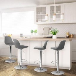 Lot de 4 tabourets de bar karl design gris - Gris
