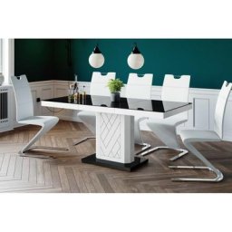 Table à manger laquée extensible 120-170 x 80 x 75 cm - Noir - Noir