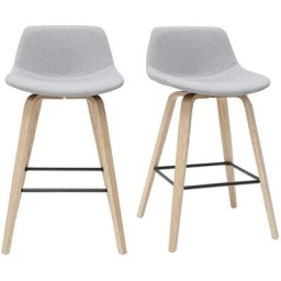Miliboo - Tabourets de bar scandinaves gris clair et bois H65 cm (lot de 2) nonie - Gris clair