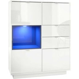 Vladon - Buffet haut Metro Commode Dressoir Crédence Blanc haut brillance insert coloré - Insertion