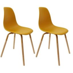 The Home Deco Factory - Chaise scandinave pieds métal et bois de hêtre Phenix (Lot de 2) - Jaune