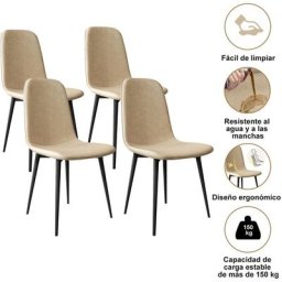 Chaise Rembourrée Lavables Sdlogal 4pcs Chaises de Salle à Manger, Cuisine, Chambre - pieds effilés