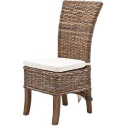 Salsa Chaise de salle à manger en rotin naturel, gris.