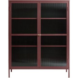 Bronco Armoire vitrine 2 portes vitrées, rouge.