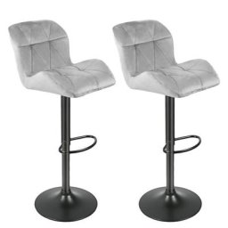 Lot de 2 Tabourets de Bar en Velours, Chaises de Bar, Réglables en Hauteur et Pivotant à 360°, Gris