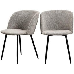 Lot de 2 fauteuils de table en tissu bouclette et pieds noirs - Vitikko - Couleur - Taupe Drawer