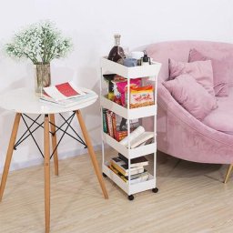 Skecten - Chariot Roulant Étagère à Roulettes Meuble de Rangement Mobile Multi-Fonction avec 4