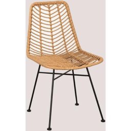Lot de 4 Chaises de Jardin en Rotin Synthétique Gouda Natural Sklum naturel Noir - naturel Noir