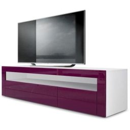 Armoire basse Meuble tv Valencia en Blanc mat - haute brillance & tons naturels - Mûre haute