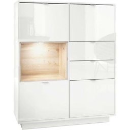 Vladon - Buffet haut Metro Commode Dressoir Crédence Blanc haut brillance insert coloré - Insertion