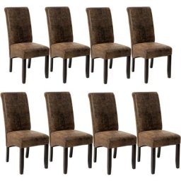 Tectake - Lot de 8 chaises aspect cuir - lot de 8 chaises salle a manger, chaises de cuisine,