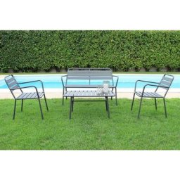 Set de jardin Sofia avec structure en fer peint en gris anthracite gris