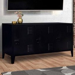 Buffet bas ester 3 portes métal noir design industriel - Noir
