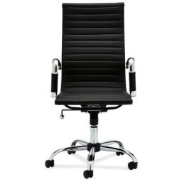 Dame Chaise de bureau avec dossier haut en similicuir, noir. - Noir