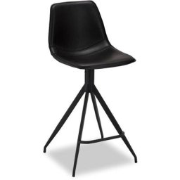 Issa Tabouret de bar en similicuir, noir, métal noir. - Noir