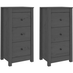 Buffets 2 pcs Gris 40x35x80 cm Bois massif de pin vidaXL - Gris