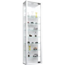 Stano Maxi Vitrine, 1 porte vitrée, éclairage led inclus, à fixer au mur, blanc. - Blanc