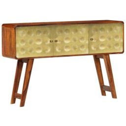 Buffet Bois de Sesham solide Imprimé doré 120 x 30 x 80 cm Vidaxl Brown