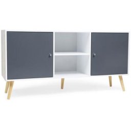 Buffet effie scandinave 2 portes bois blanc et gris - Gris