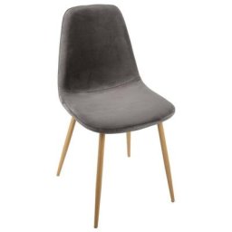 Atmosphera - Chaise Roka grise en velours créateur d'intérieur - Gris foncé