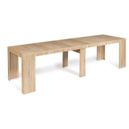 Idmarket - Table console extensible orlando 14 personnes 300 cm bois façon hêtre - Naturel