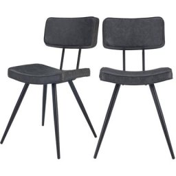 Chaise en cuir synthétique/noir (lot de 2) - Texas - Noir